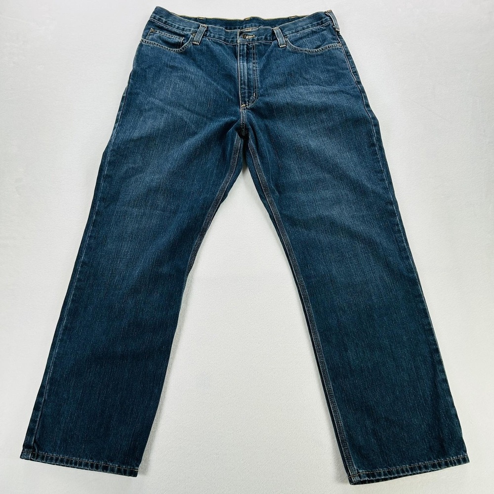 Carhartt Jeans Mens 38x32 Blue Relaxed Straight Leg Denim Workwear 101483-968